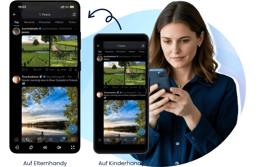 Bildschirmfreigabe während Kinder das Gerät nutzen