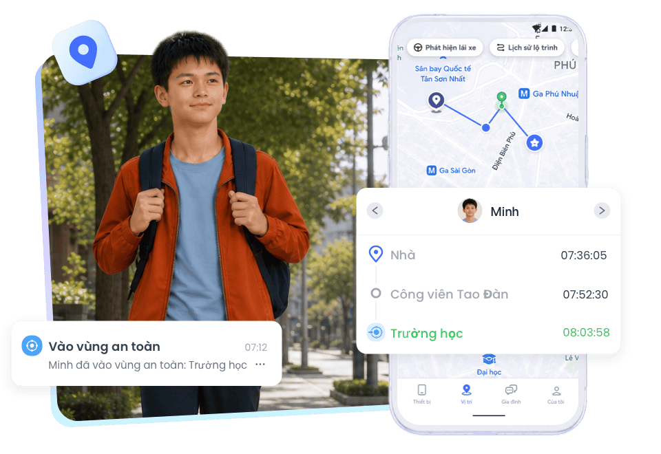 Con đã đến trường an toàn chưa?