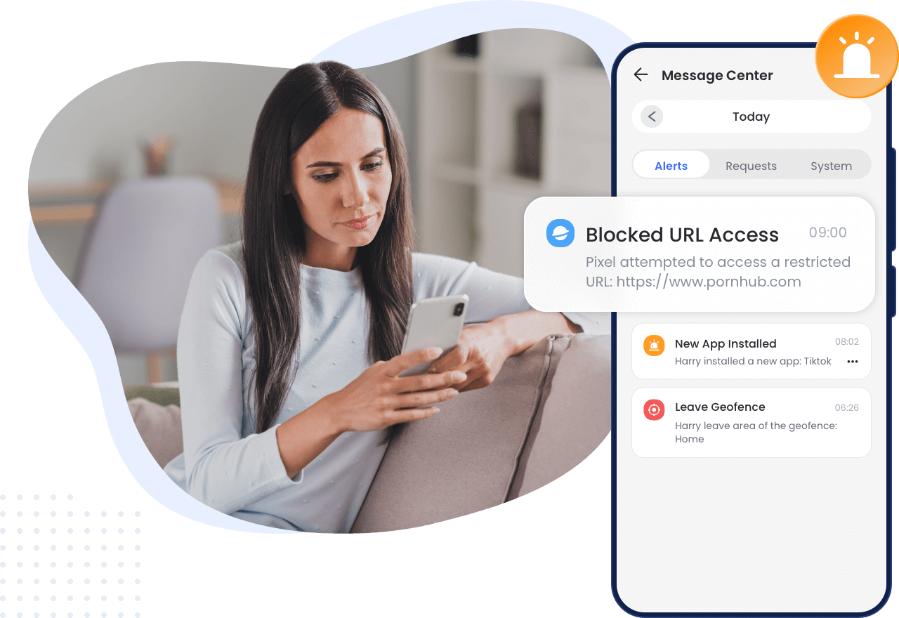 AirDroid Parental Control è in grado di ricevere avvisi in seguito alla visita di URL con accesso riservato